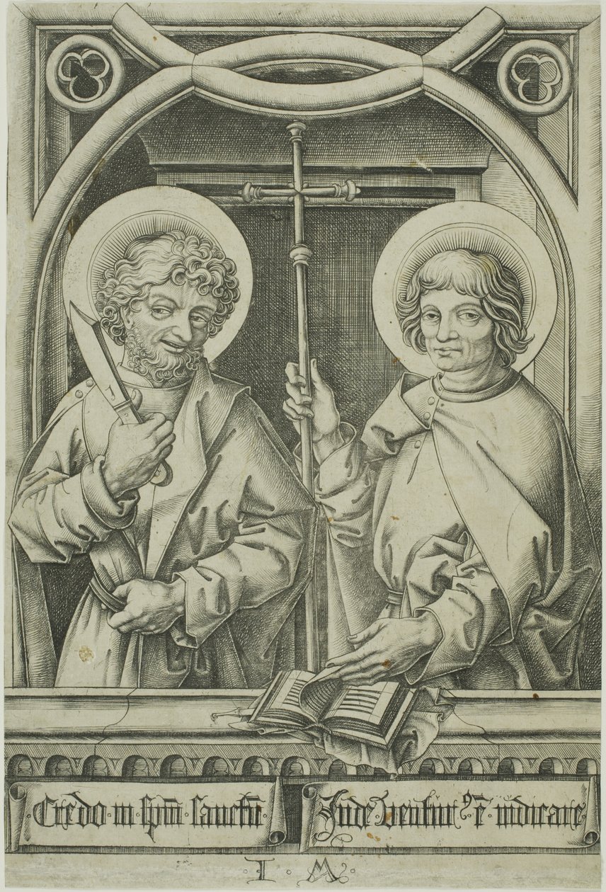 Sankt Bartholomæus og Sankt Filip fra De Tolv Apostle af Israhel van Meckenem the younger