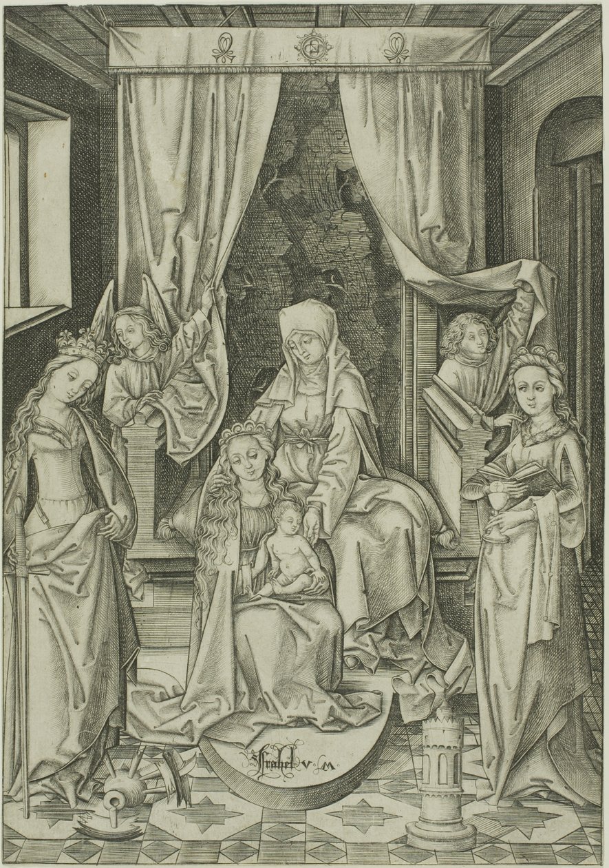 Madonna med Sankt Anna, Sankt Katarina og Sankt Barbara af Israhel van Meckenem the younger