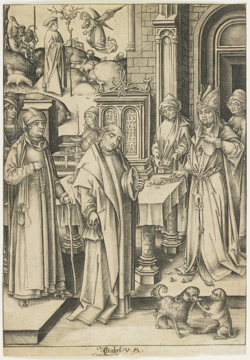 Ypperstepræst nægter Joachims offer, ca. 1490-1500 af Israhel van Meckenem the younger