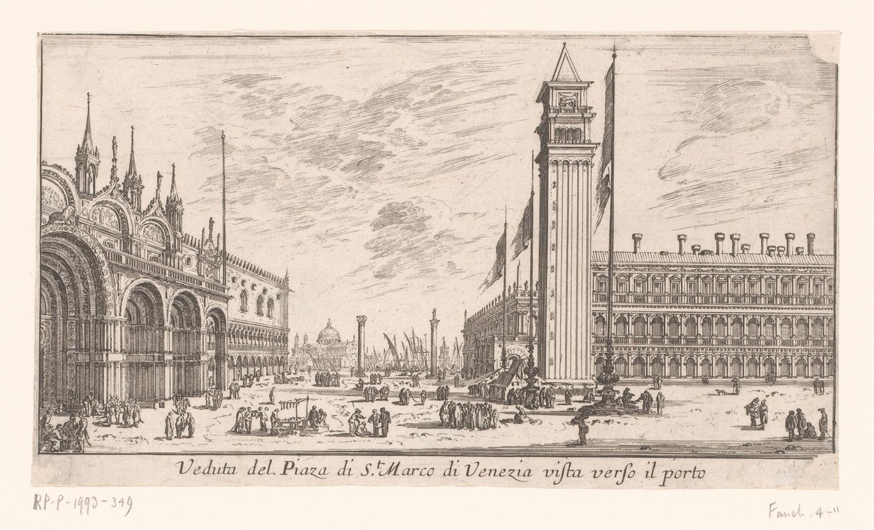 Udsigt over Markuspladsen i Venedig Veduta del Piazza di St. Marco di Venezia vista verso il porto (titel på objektet) Udsigt over Rom og Venedig (serietitel) Vues de Rome et de Venise (serietitel) af Israël Silvestre