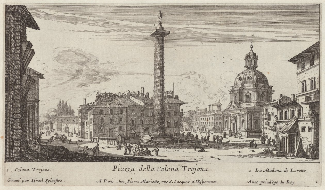 Piazza della Colonna Traiana af Israël Silvestre