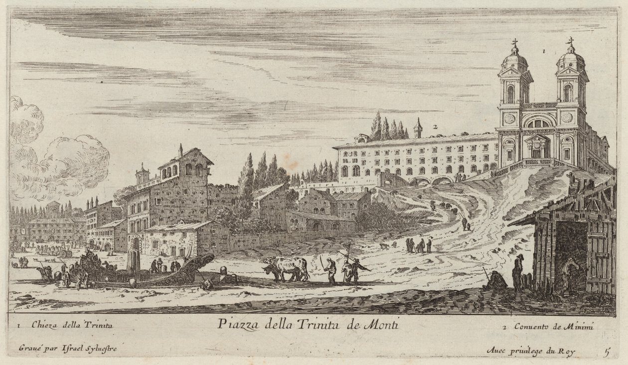 Piazza della Trinita de Monti af Israël Silvestre