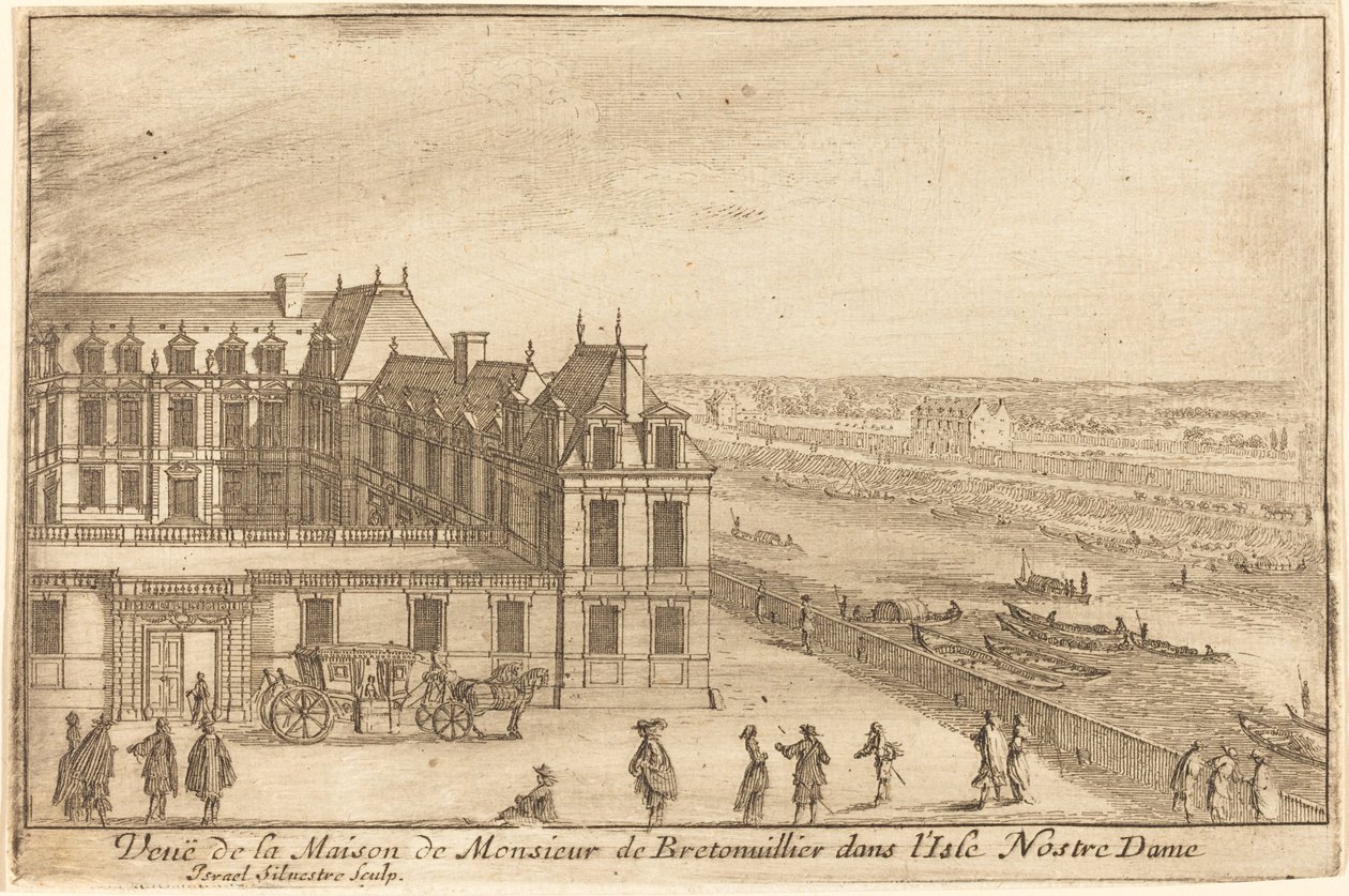 Udsigt over House of Monsieur de Bretonuiller i Isle Nostre Dame af Israël Silvestre