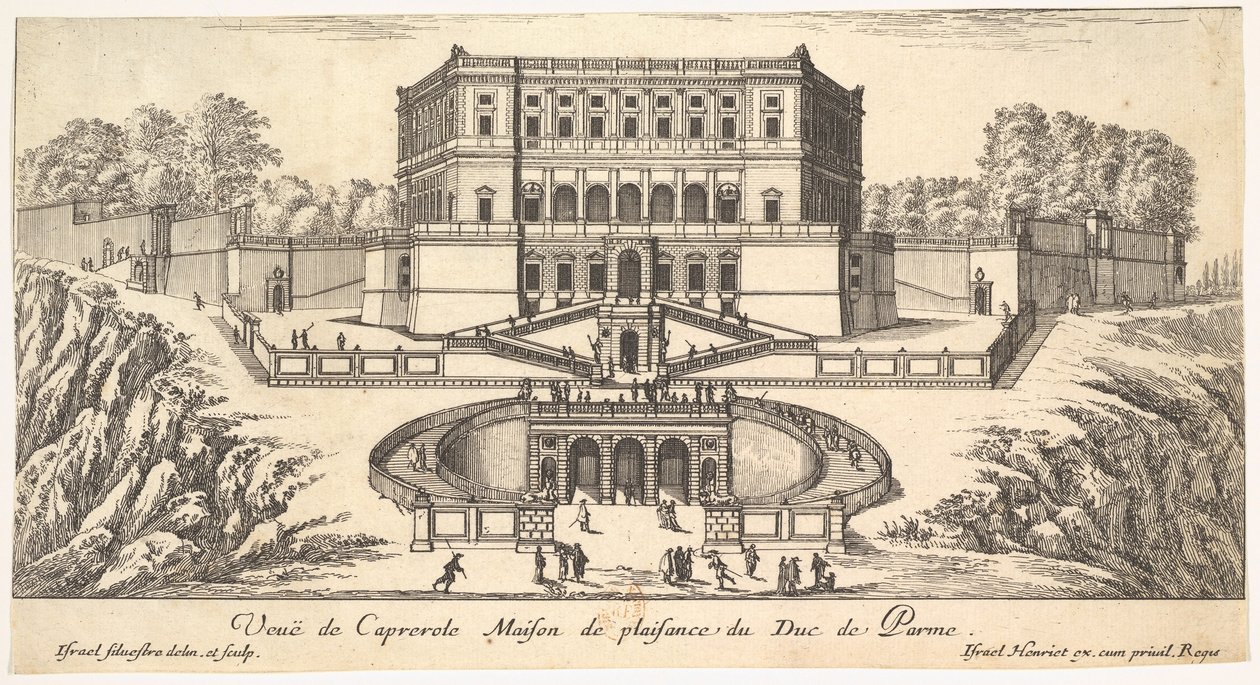 Udsigt over Caprarola, fra en serie af femten udsigter over Italien og Frankrig, 1600-tallet. af Israël Silvestre