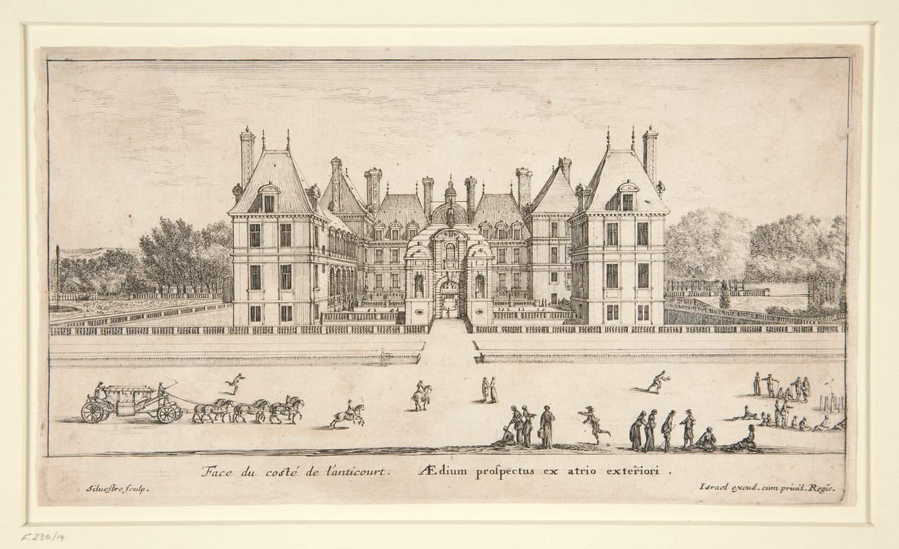 Udsigt over Chateau Liencourt: Forpladsen af Israël Silvestre