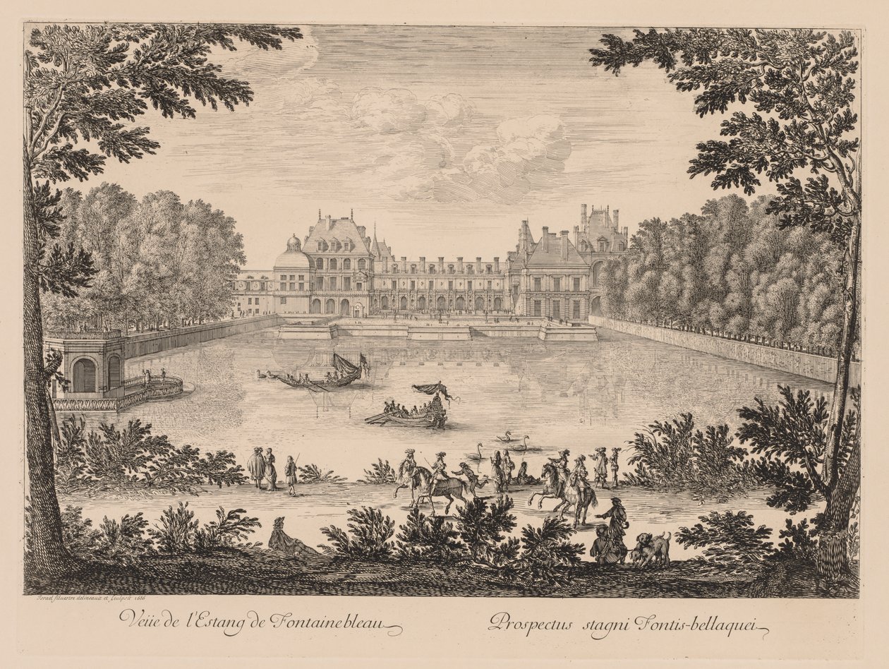 Udsigt over dammen i Fontainebleau af Israël Silvestre
