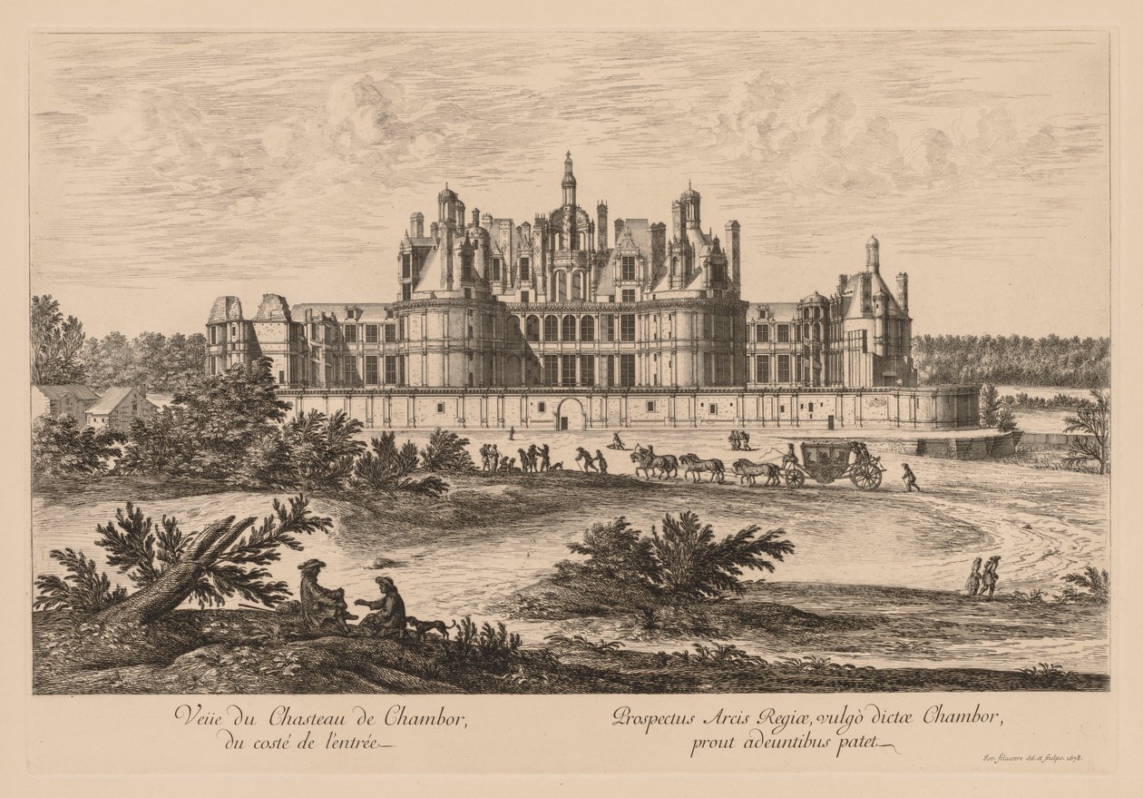 Udsigt over Château de Chambord, fra indgangssiden af Israël Silvestre