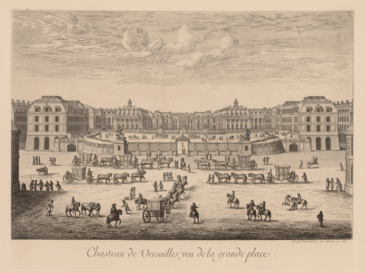 Udsigt over slottet i Versailles, set fra Grande Place af Israël Silvestre
