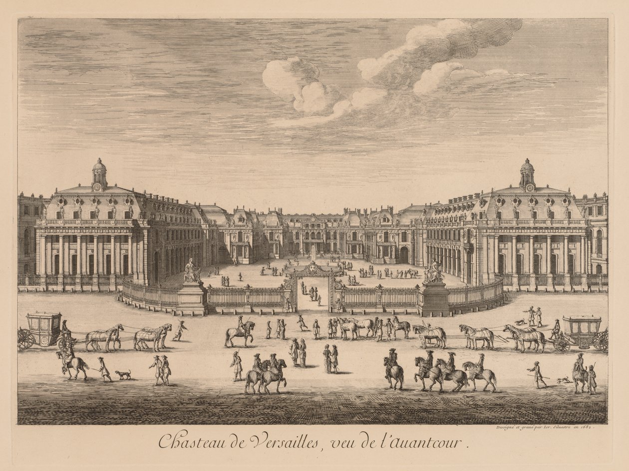Udsigt over slottet i Versailles, set fra forgården af Israël Silvestre