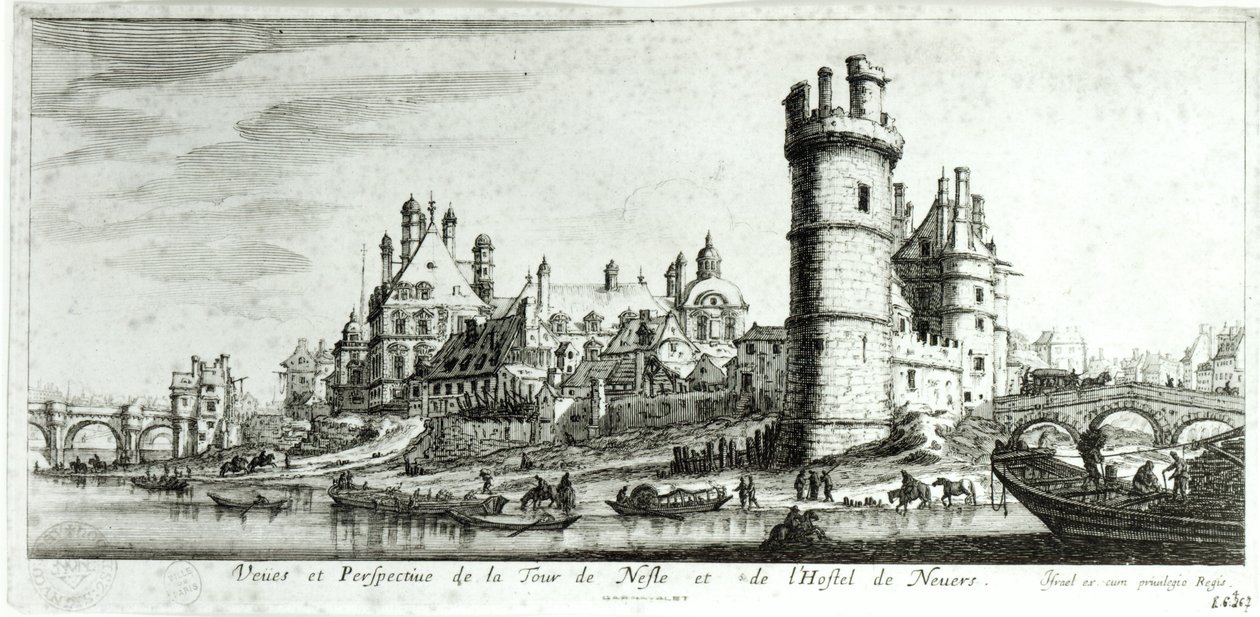 Perspektiv udsigt over Tour de Nesle og Hotel de Nevers af Israël Silvestre the Younger