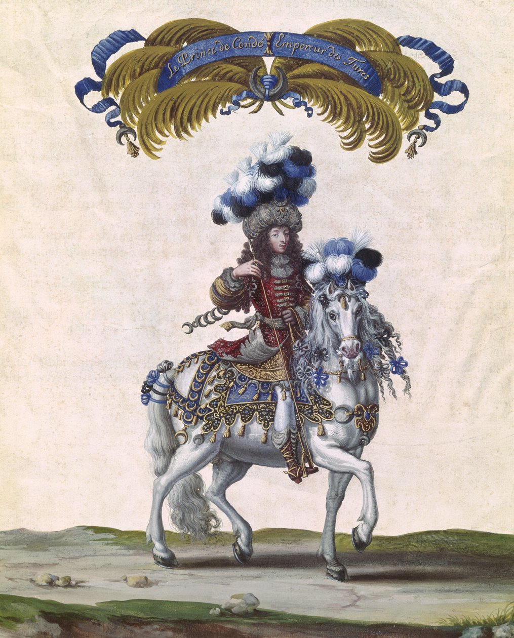 Prinsen af Conde som kejser af Tyrkiet, en del af karrusellen givet af Ludvig XIV (1638-1715) foran Tuilerierne, 5. juni 1662 af Israël Silvestre the Younger