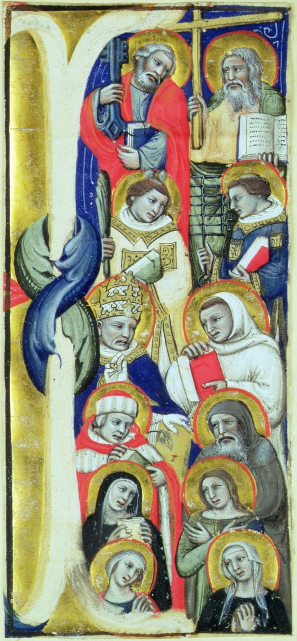 En frise med medaljoner forestillende Kristus, Sankt Peter, Sankt Paulus og disciplene og Jomfru Maria af Italian School