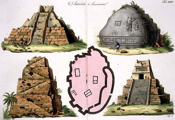 Centralamerikanske oldtidsfund, planche 47 fra The History of the Nations (akvatint) (se 94495-96 for detaljer) af Italian School