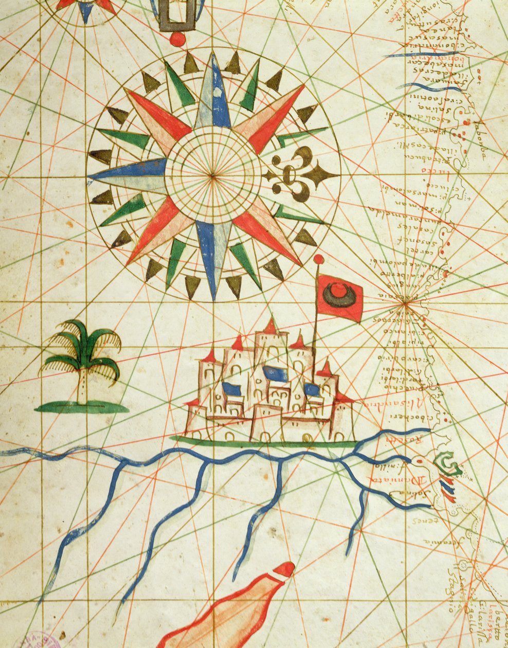 Egypten, Nilen og Kairo, fra et nautisk atlas, 1646 (blæk på vellum) (detalje fra 330936) af Italian School
