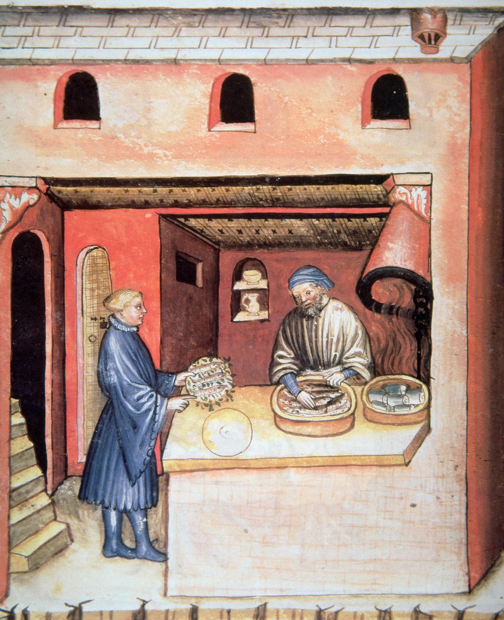 Fol.83v Fisk marineret i eddike, illustration fra Tacuinum Sanitatis Codex Vindobonensis af Italian School