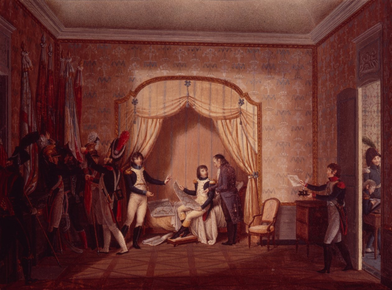 General de Marmont viser Bonaparte de erobrede flag fra Montenetto og Cossaria, 1796 af Italian School