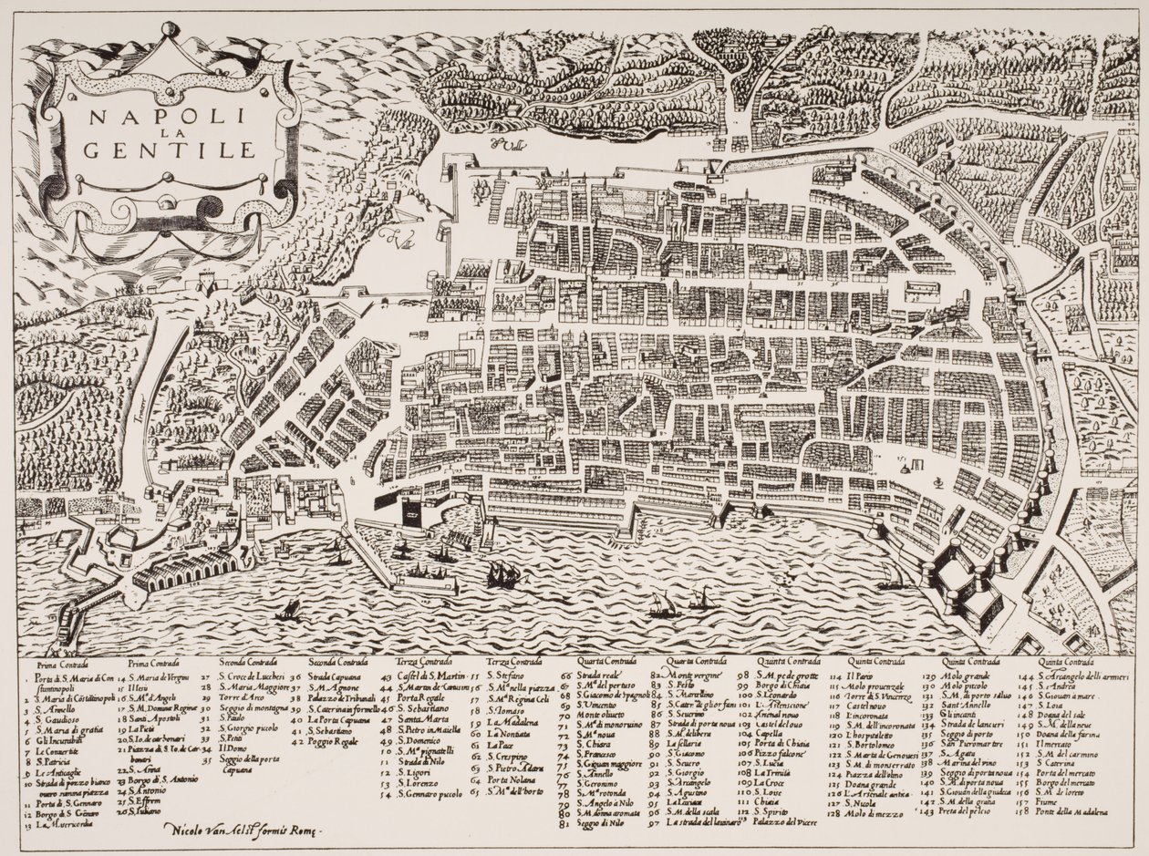 Kort over Napoli, ca. 1600 af Italian School