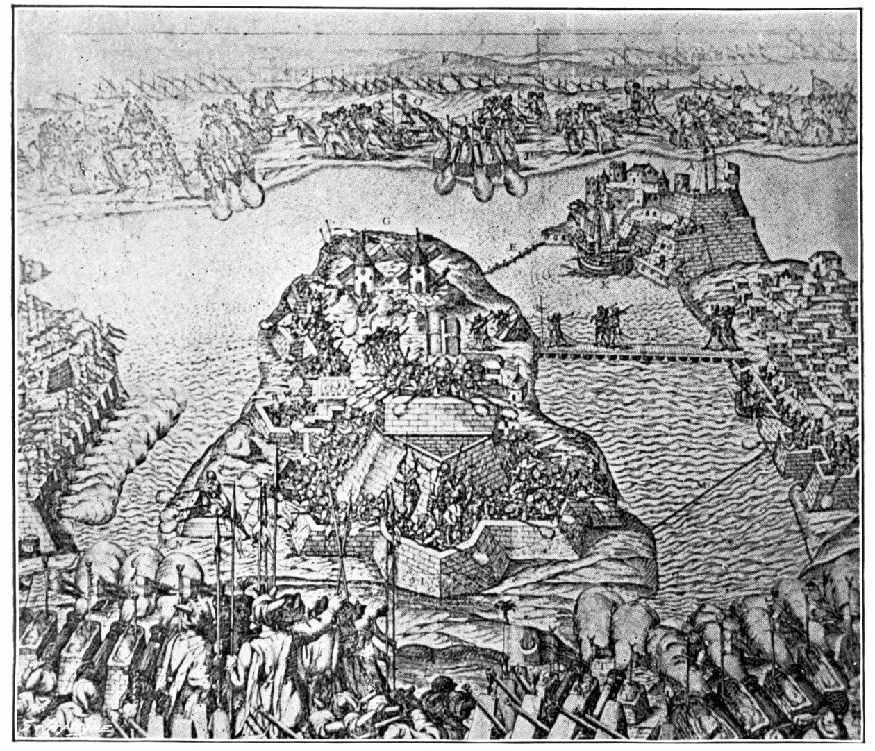 Kort over belejringen af Malta i 1565 af Italian School