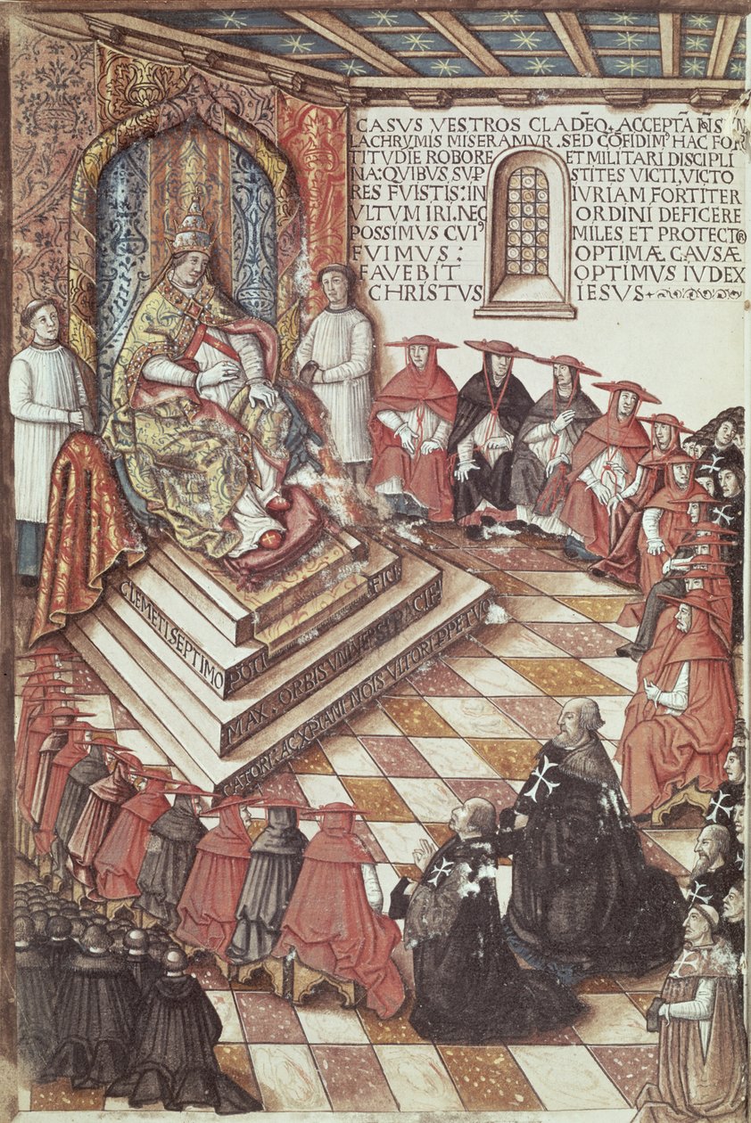 Ms 1163 fol.35v Pave Clemens VII (1478-1534) med sine kardinaler af Italian School