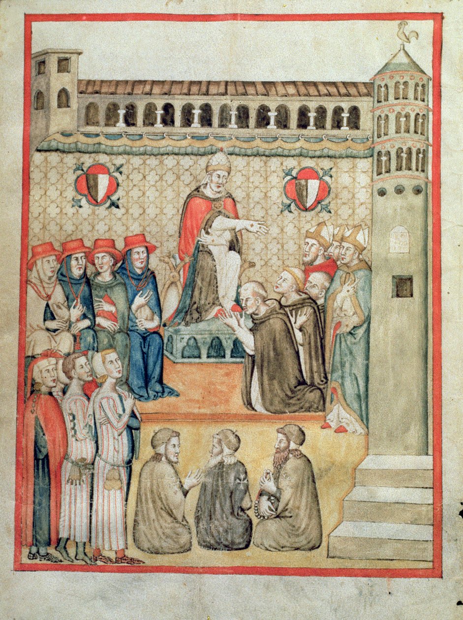 Frk 975 f.1v Kirkemøde af Italian School