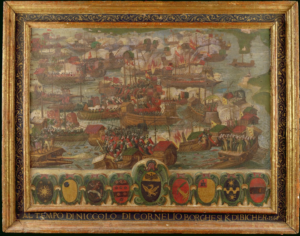 Søslaget ved Lepanto, 1571 af Italian School