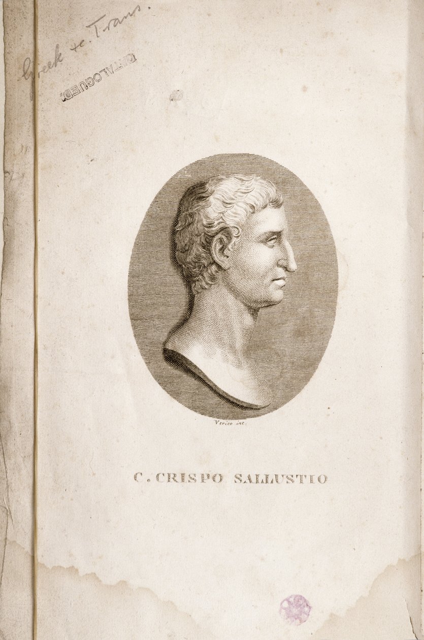 Portræt af Gaius Crispus Sallust (ca. 85-35 f.Kr.) indgraveret af Antonio Verico (fl.1819) af Italian School
