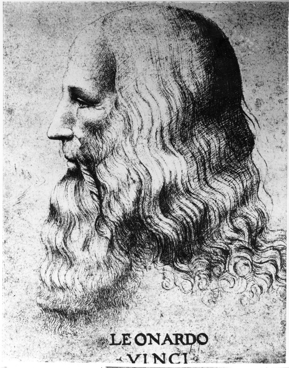 Portræt af Leonardo da Vinci (1452-1519), graveret af Francesco Bartolozzi (ca.1727-1815) af Italian School