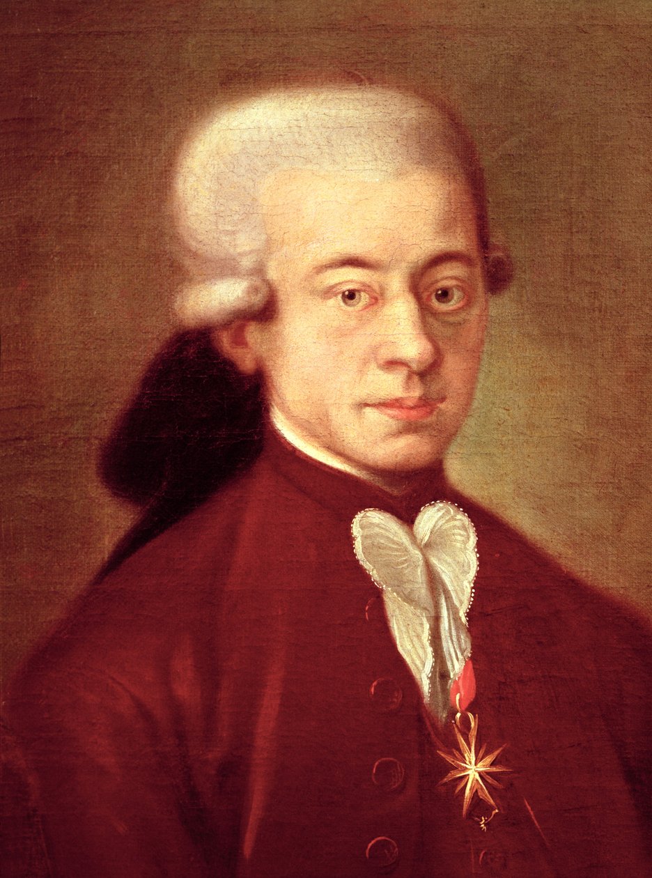 Portræt af Wolfgang Amadeus Mozart (1756-1791) efter 1770 (detaljer) af Italian School