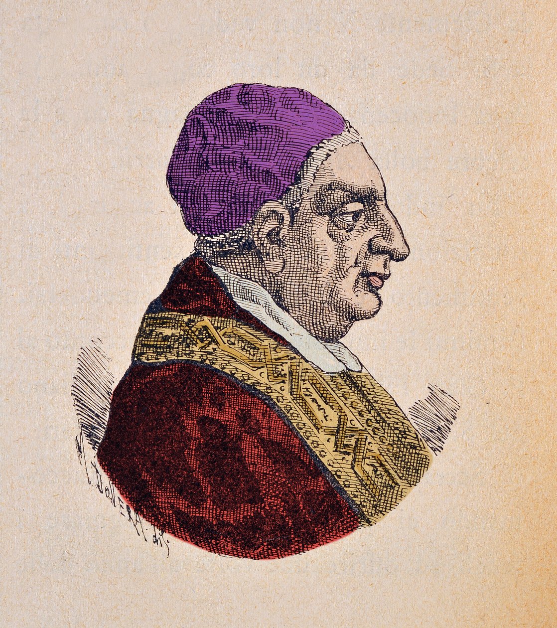 Portræt af pave Benoit XIII (benedetto, Benedikt eller Benedictus) (1724-1730), 1898 (stik med senere farvelægning) af Italian School