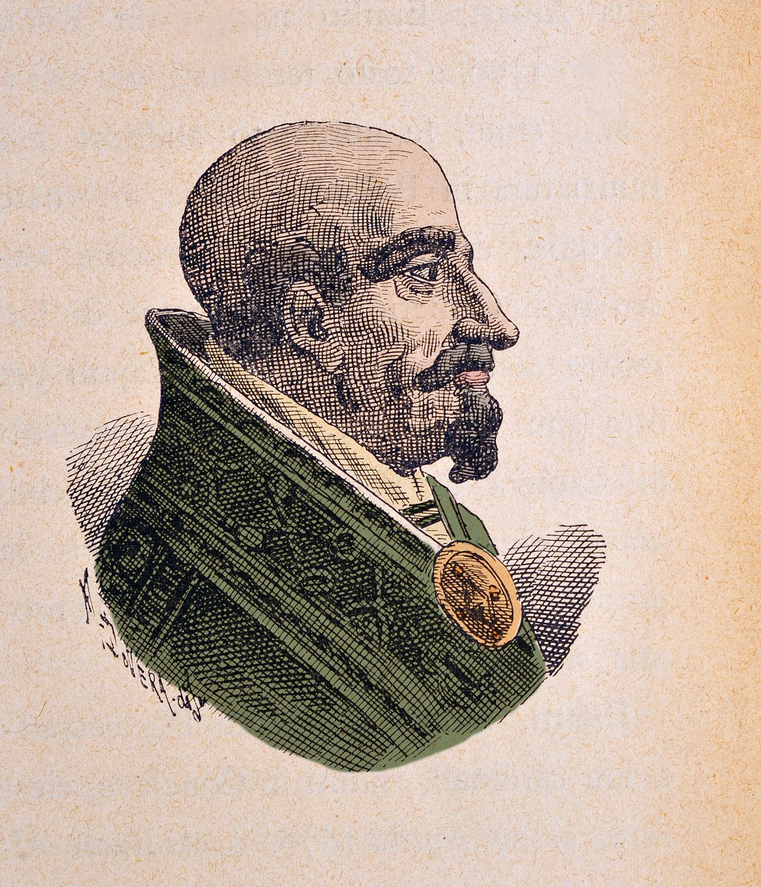 Portræt af paven Clement IX (Clemente eller Clemens) (1667-1669), 1898 (gravering med senere farvelægning) af Italian School