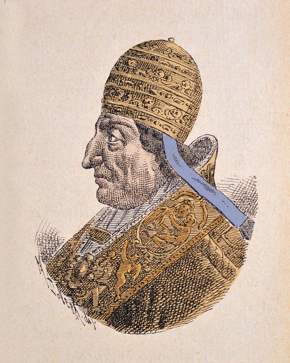 Portræt af pave Clemens XII (Clemente eller Clemens) (1730-1740), 1898 (gravering med senere farvelægning) af Italian School