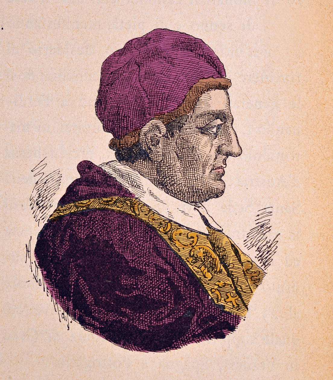Portræt af pave Clemens XIV (Clemente eller Clemens) (1769-1774), 1898 (gravering med senere farvelægning) af Italian School