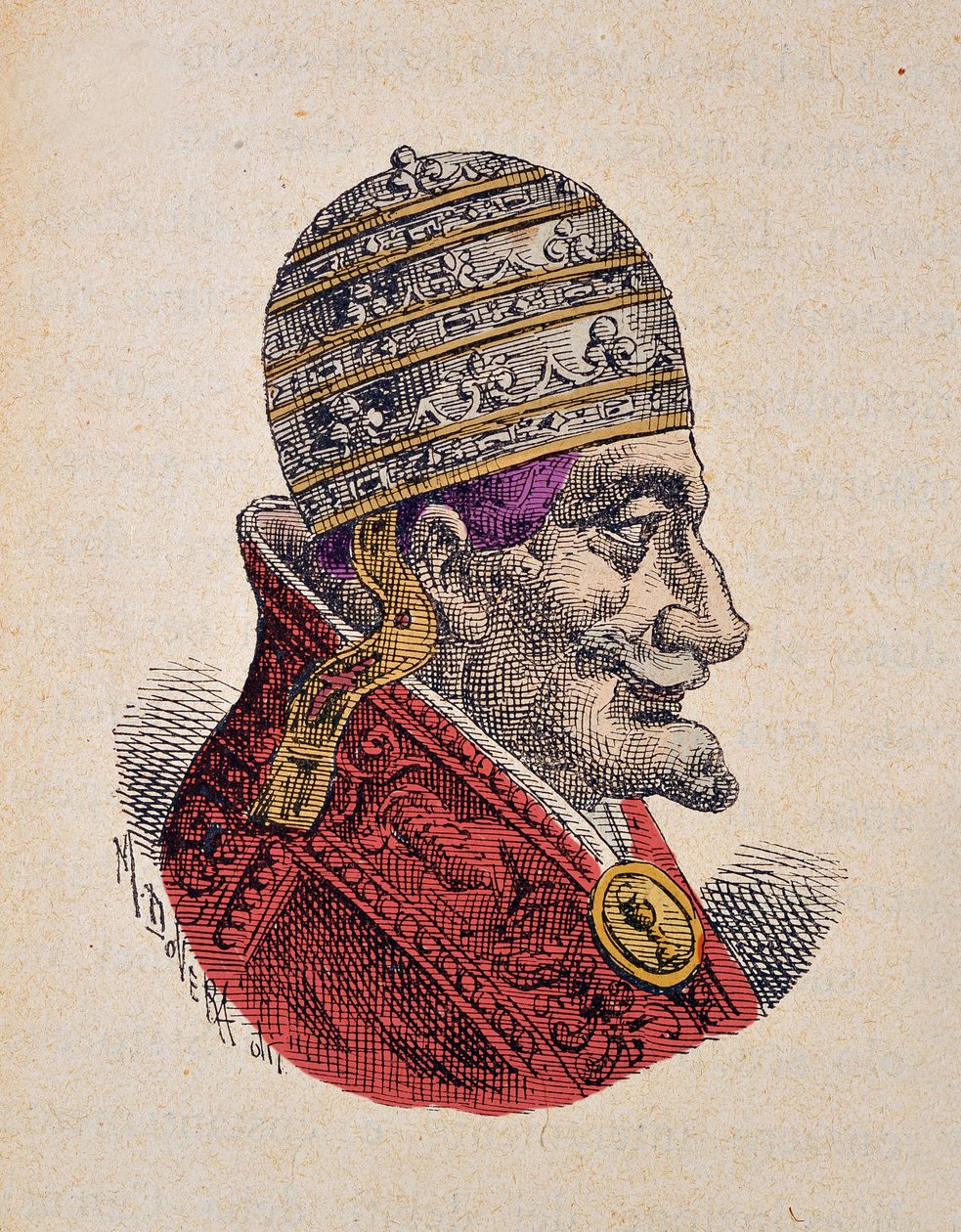 Portræt af paven Innocentius XI (Innocenzo, Innocentius) (1676-1689), 1898 (gravering med senere farvelægning) af Italian School