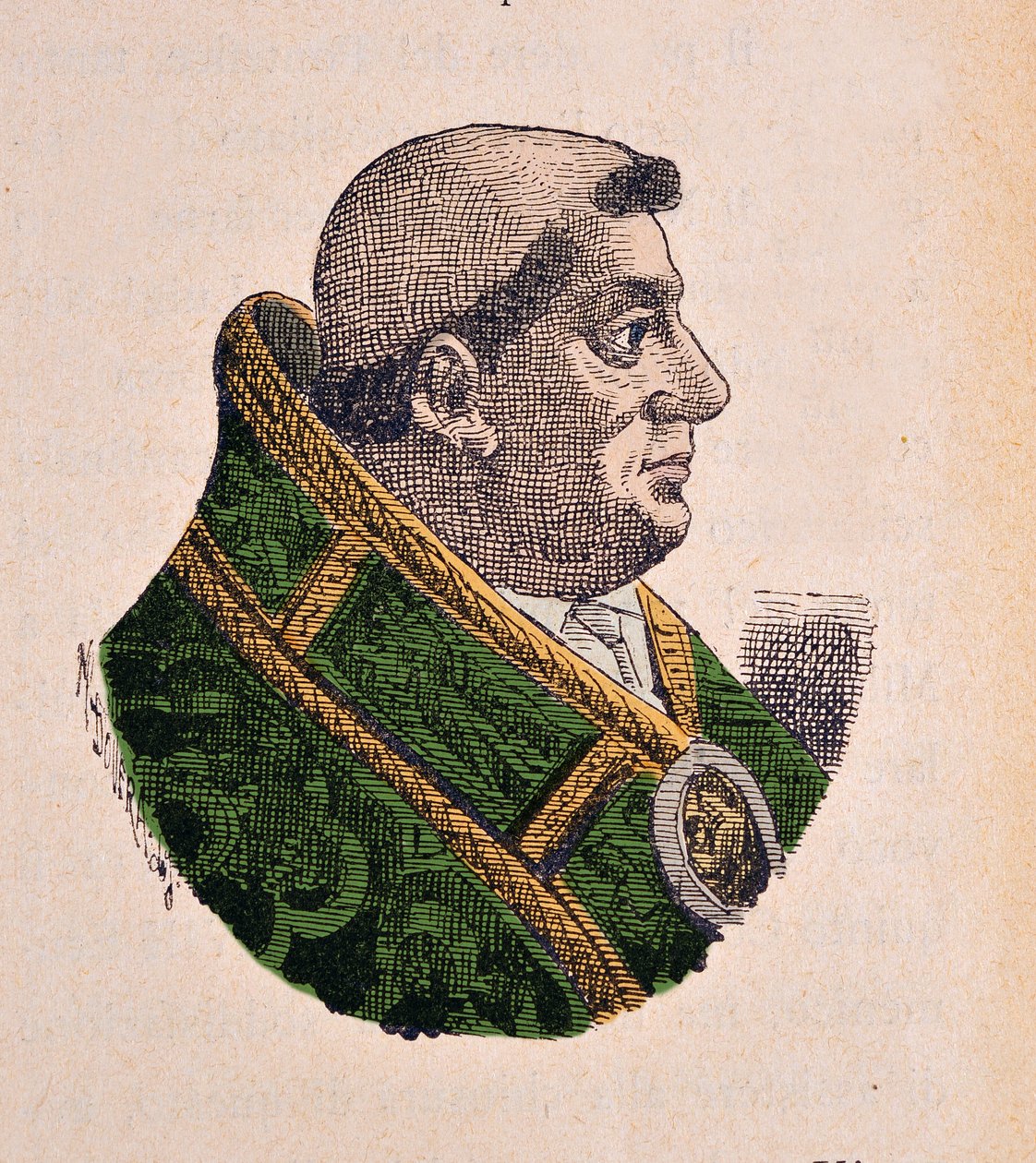 Portræt af paven Jules II (Giulio II Julius, 1503-1513), 1898 (gravering med senere farvelægning) af Italian School