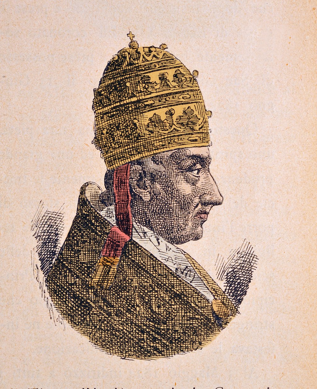 Portræt af pave Leon XII (Leo, Leone) (1823-1829), 1898 (gravering med senere farvelægning) af Italian School