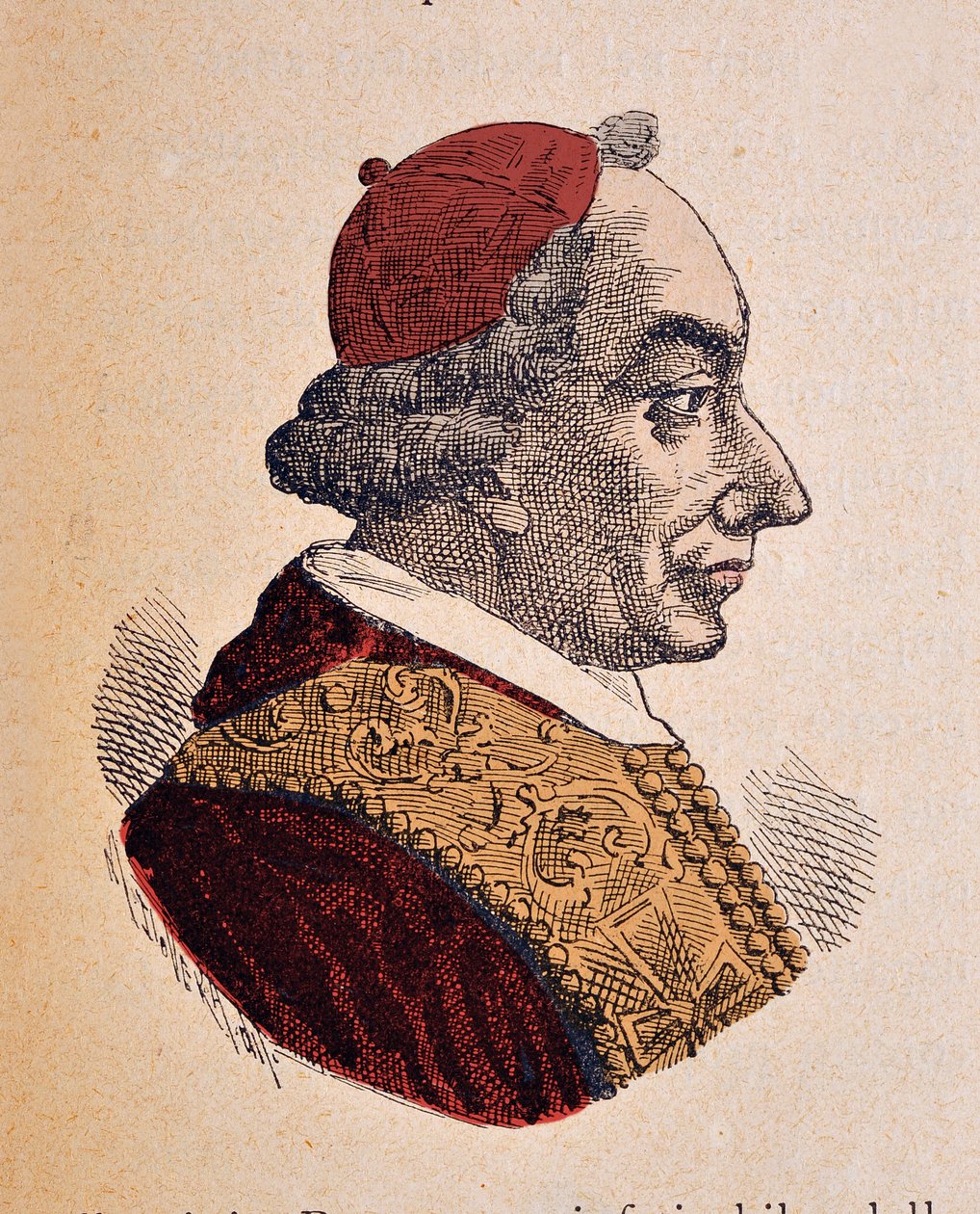 Portræt af Pave Pie VI (Pius eller Pio eller Giovanni angelo Braschi) (1775-1799), 1898 (gravering med senere farvelægning) af Italian School