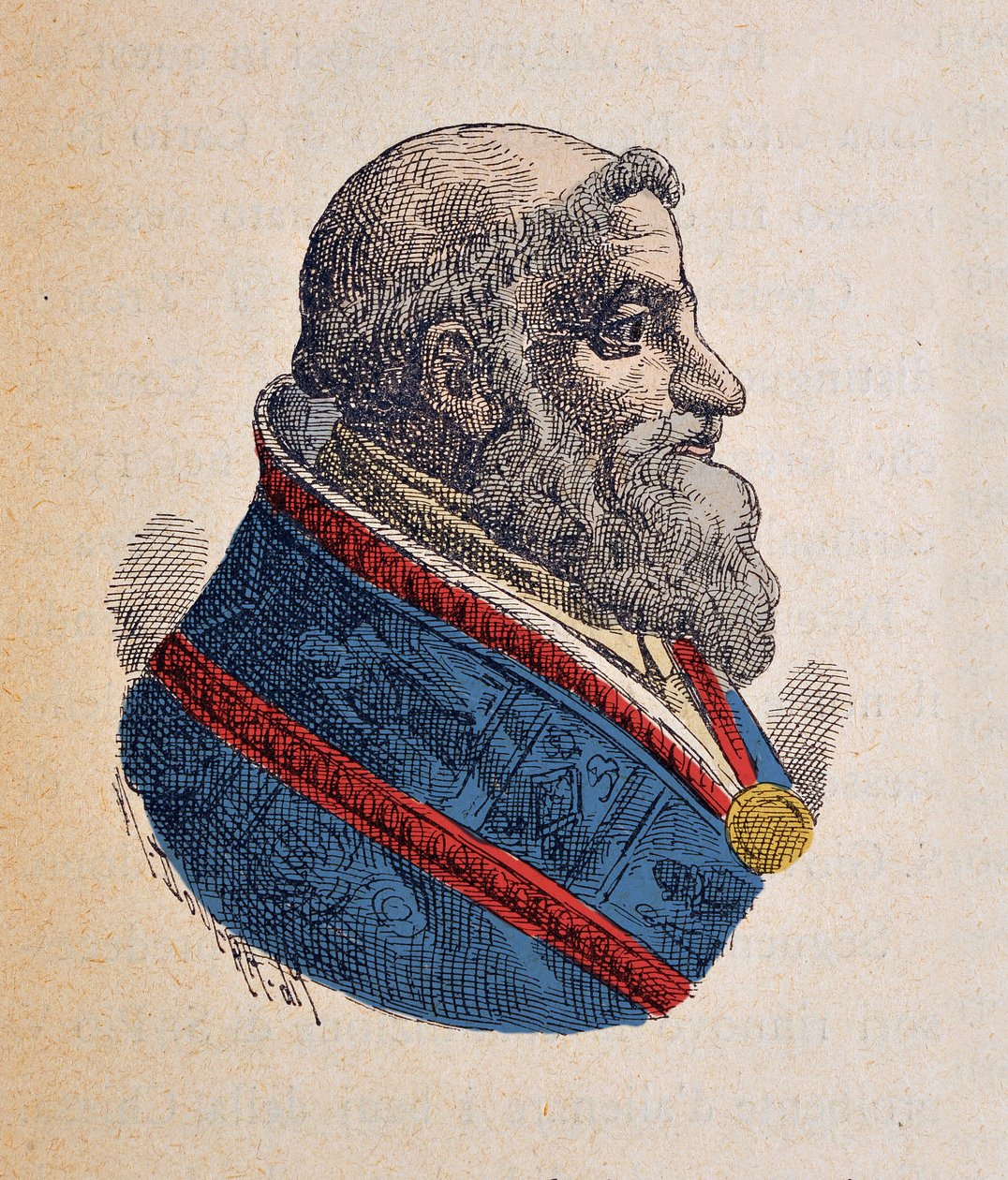 Portræt af paven Sixte V eller kvint (Sixtus, Sisto eller Xystus) (1585-1590), 1898 (gravering med senere farvelægning) af Italian School