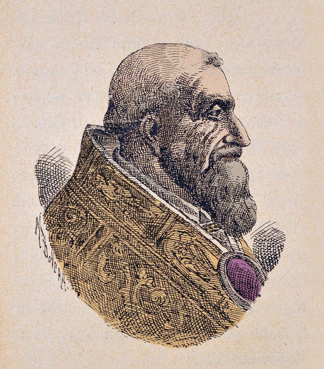 Portræt af paven Urbain VII (Urban eller Urbanus eller Urbano) (1590), 1898 (gravering med senere farvelægning) af Italian School
