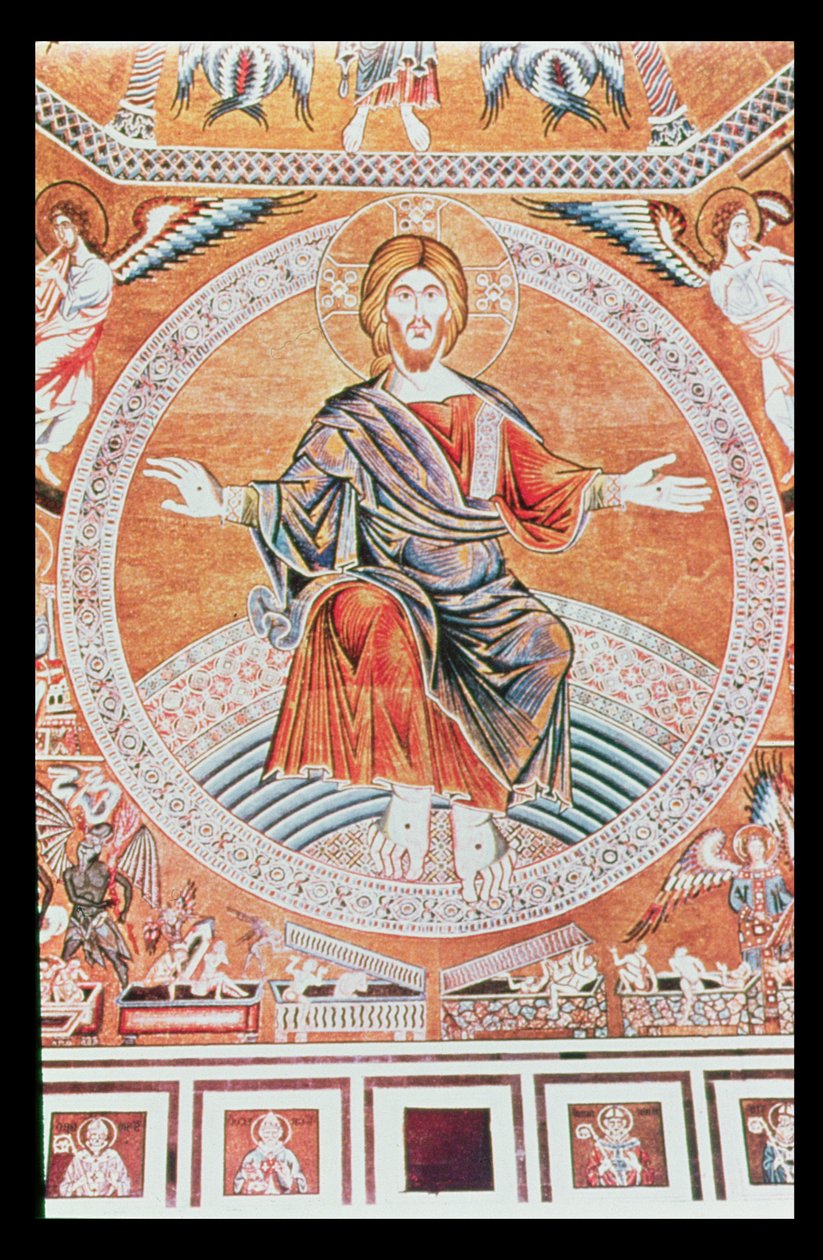 Gengivelse af mosaikken af den sidste dom i dåbskapellet, Firenze af Italian School
