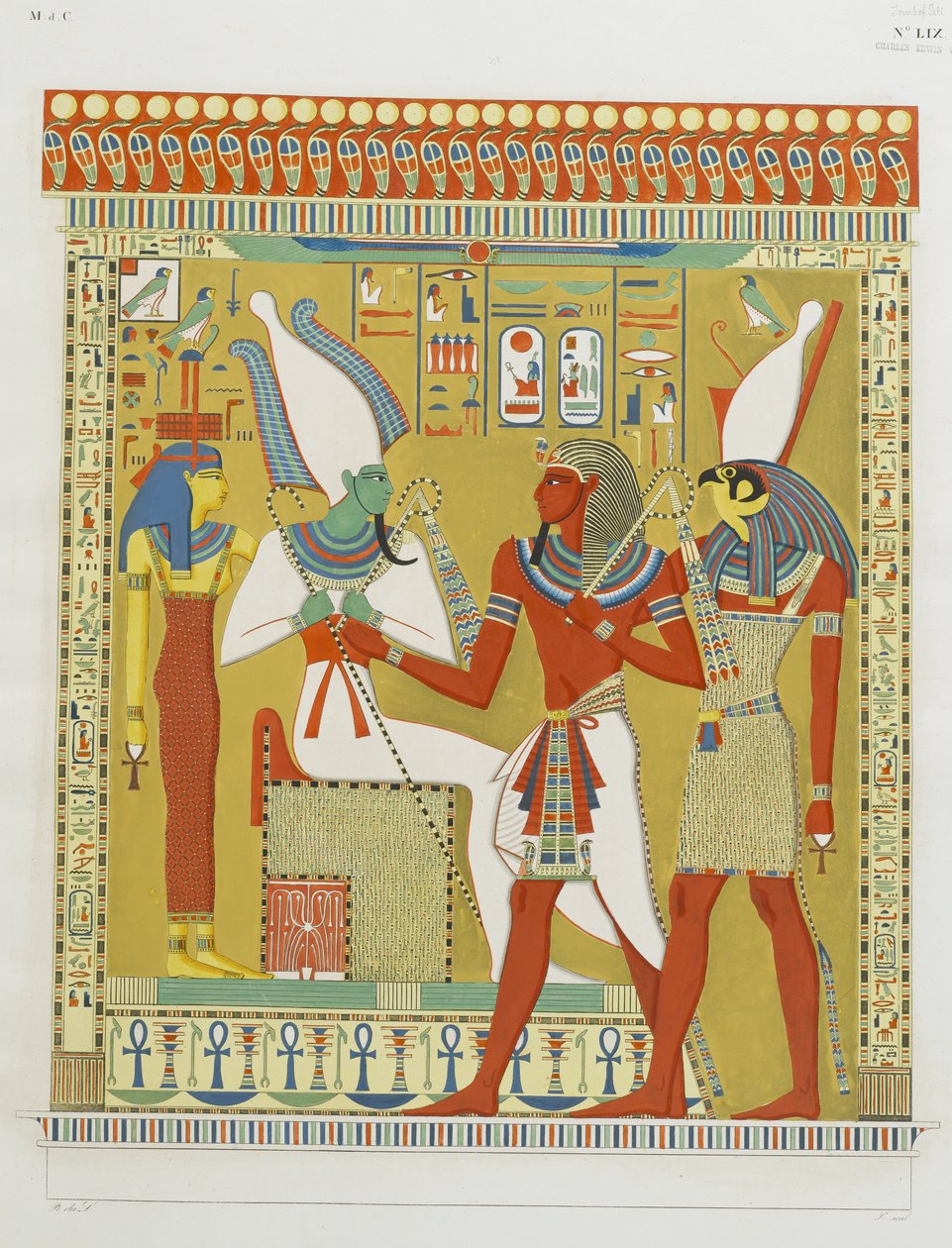 Seti I ledet af Horus før Osiris og Hathor af Italian School