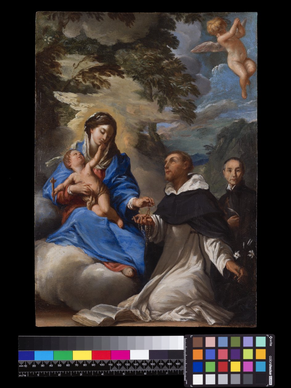 St. Dominic modtager rosenkransen fra Jomfru Maria af Italian School