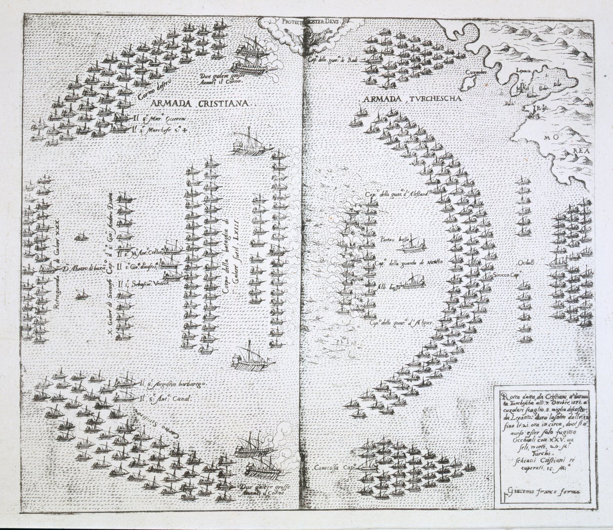 Flåderne står over for hinanden, illustration fra Giacomo Francos Habiti d