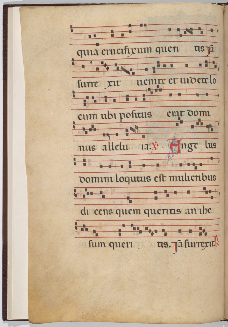 Blad 1 fra et antifonalt fragment (verso) af Italian 13th Century
