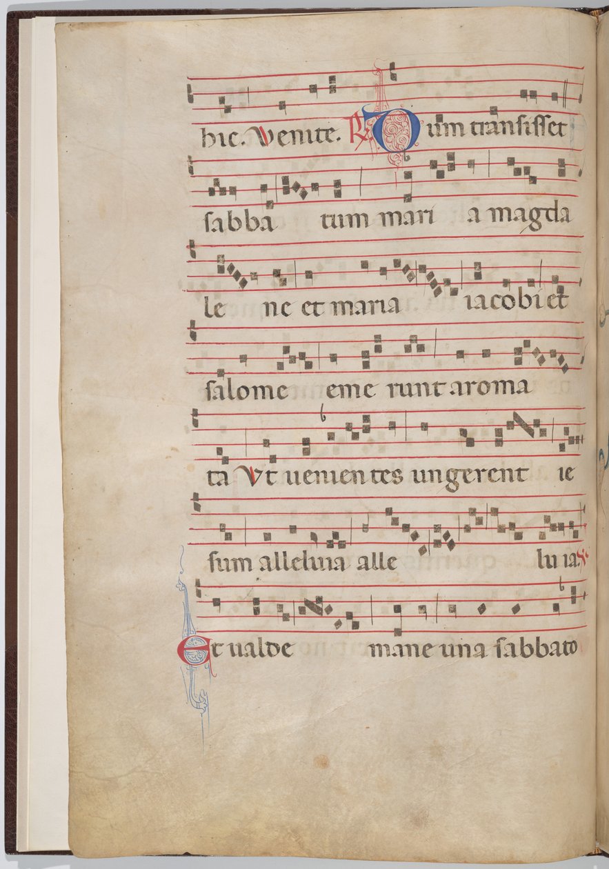 Blad 2 fra et antifonalt fragment (verso) af Italian 13th Century