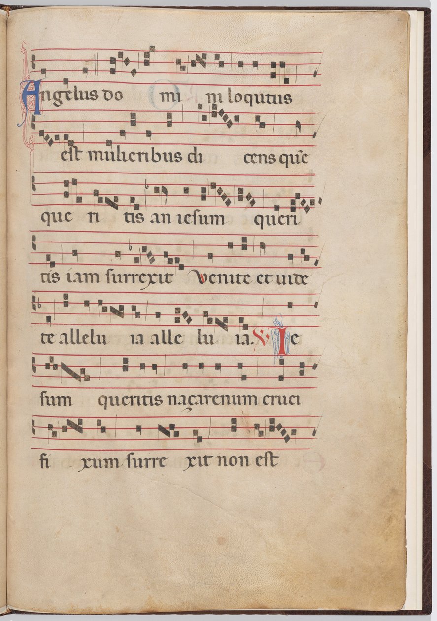 Blad 2 fra et antifonalt fragment af Italian 13th Century