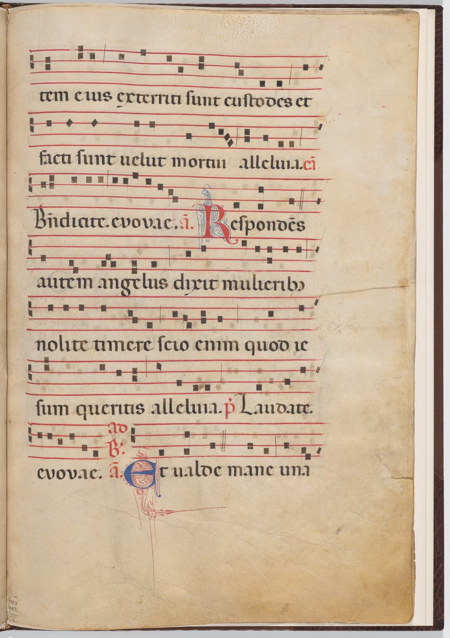 Blad 4 fra et antifonalt fragment af Italian 13th Century