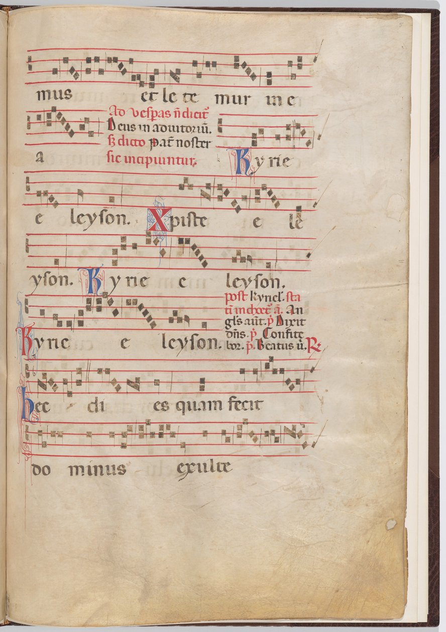Blad 5 fra et antifonalt fragment af Italian 13th Century