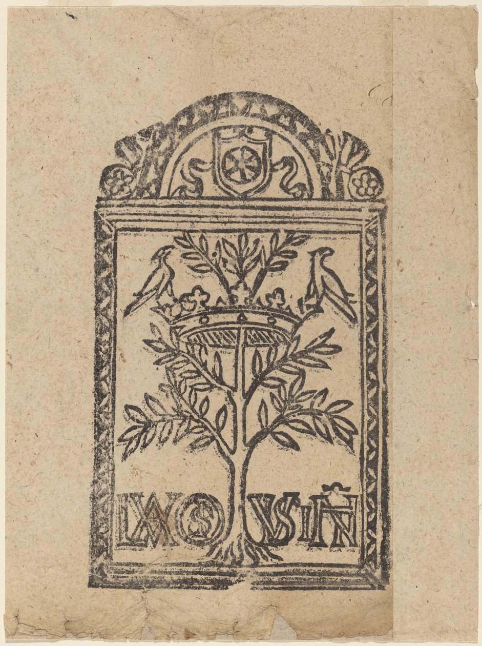 Træ med krone og to fugle af Italian 16th Century