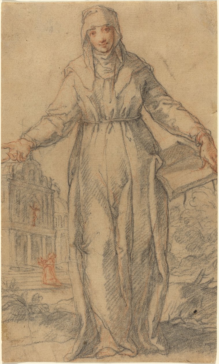 Kvindelig helgen (Saint Clare of Assisi eller Saint Catherine of Siena?) af Italian 17th Century
