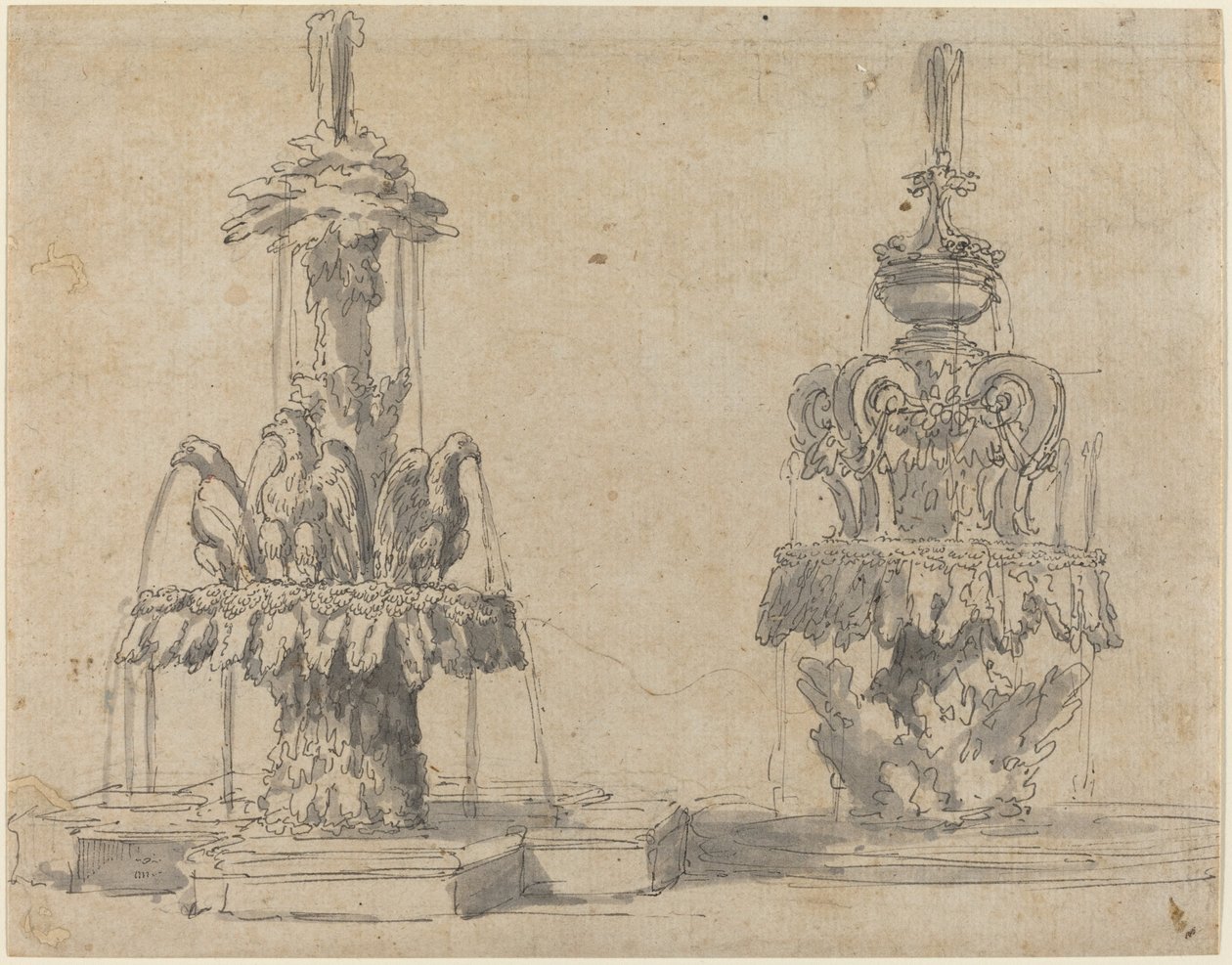 To fontæner af Italian 17th Century